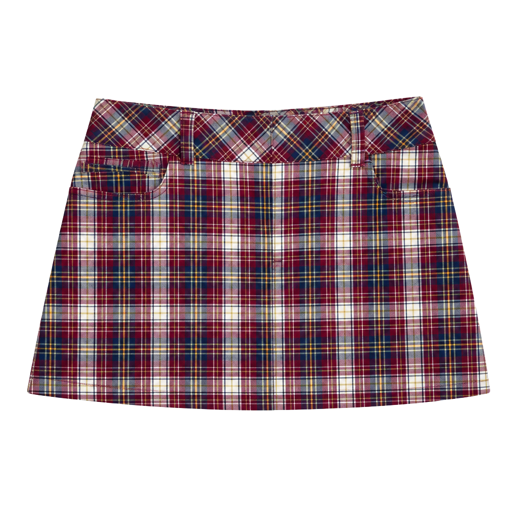 Vintage Y2K GRAIL Abercrombie & Fitch Plaid Mini Skirt Red Burgundy 1