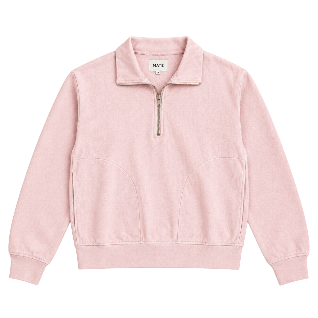 MATE Organic Fleece Quarter Zip Sweatshirt Size XS Pink 1