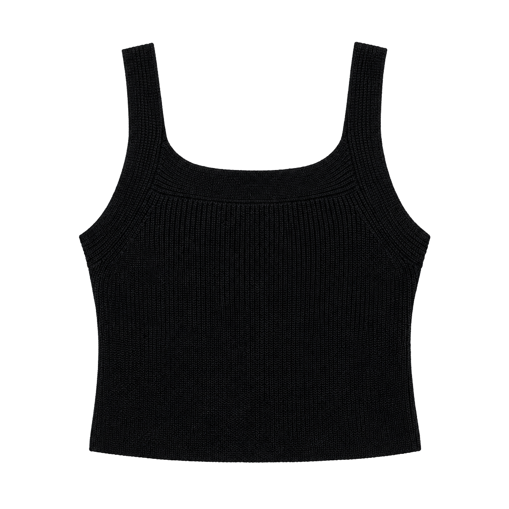 Wilfred Knit Crop Top Black Open Back Sweater Tank 1