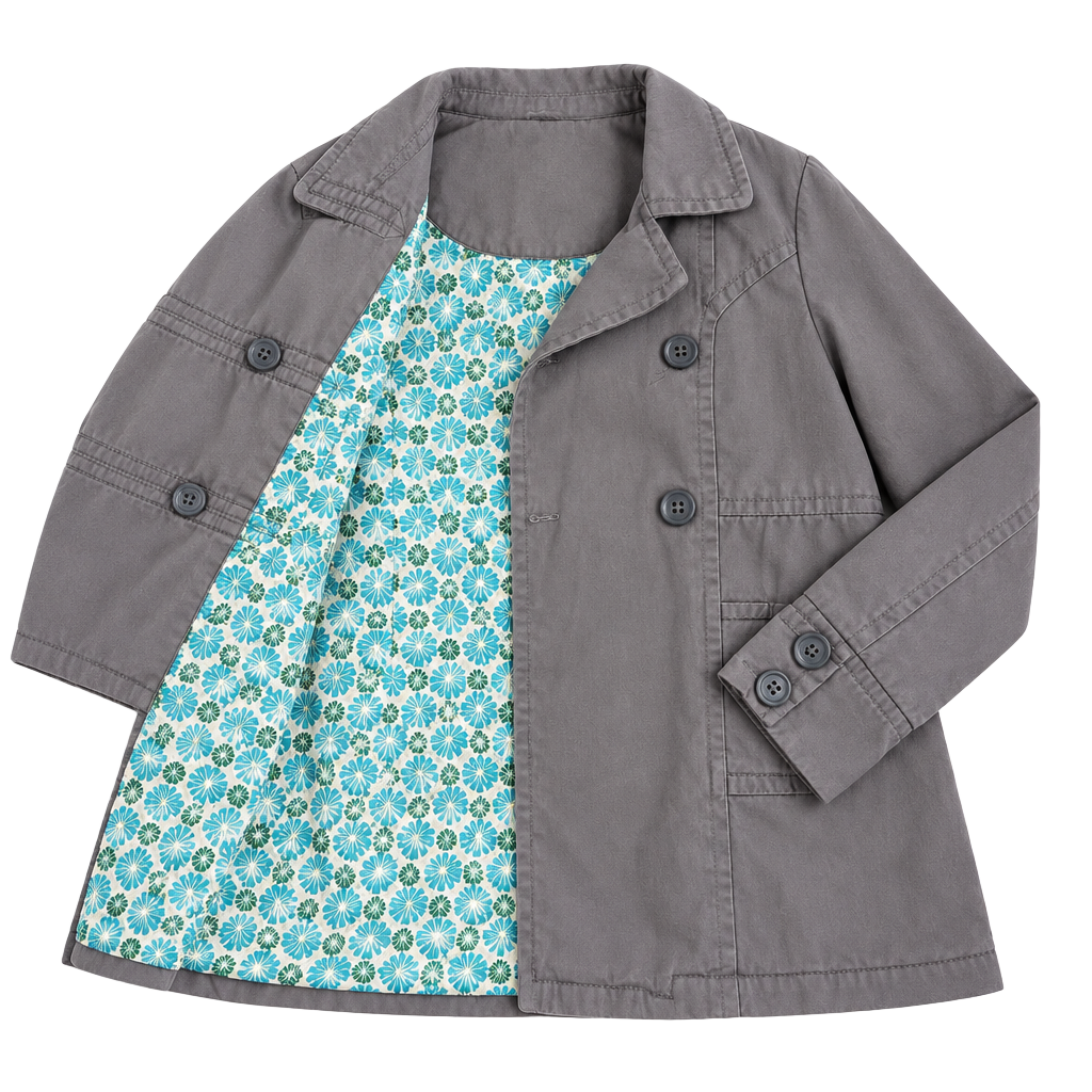 Vintage Y2K Early 2000s Aeropostale Cotton Twill Double Breasted Coat Grey Quilted Lining Beauty 1