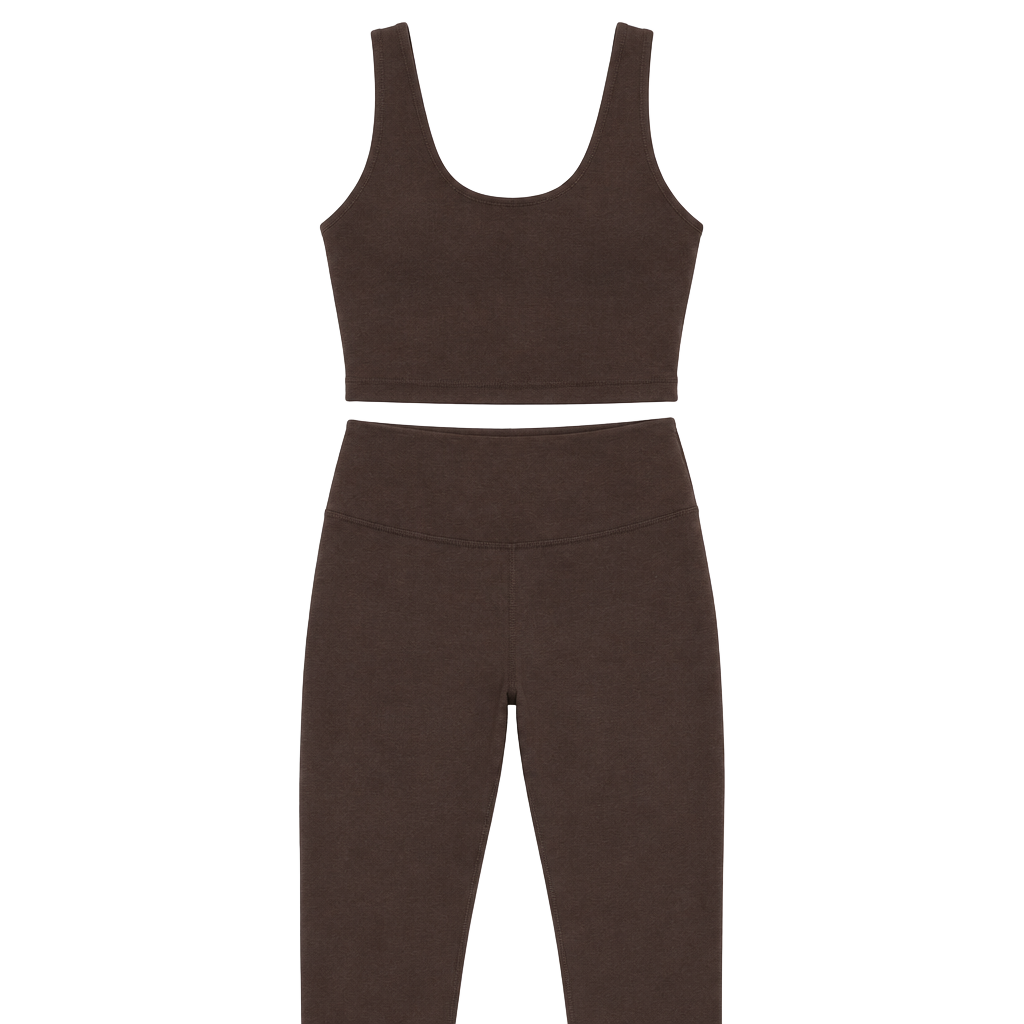 Mate The Label Organic Stretch Racer Tank Size M Mocha Crop Top NWT 1