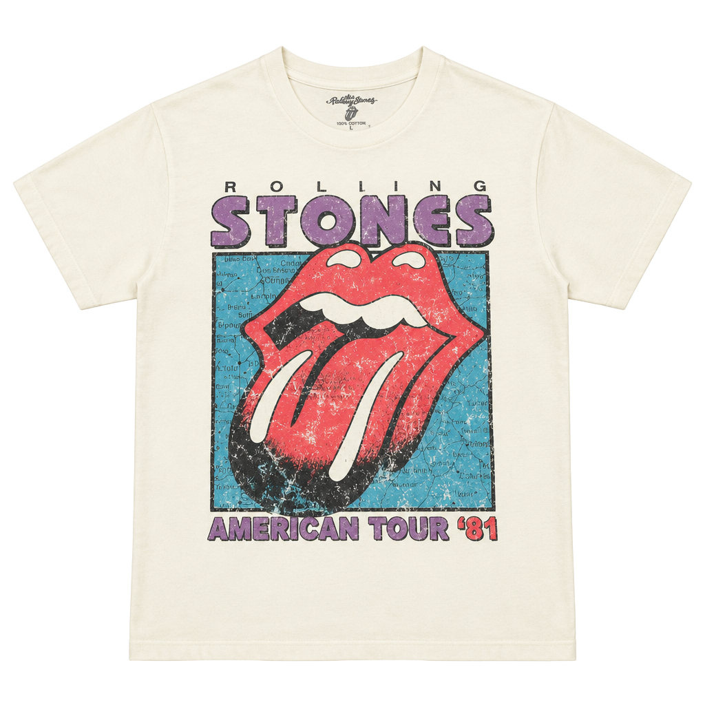 The Rolling Stones American Tour '81 T-Shirt Size M White 1