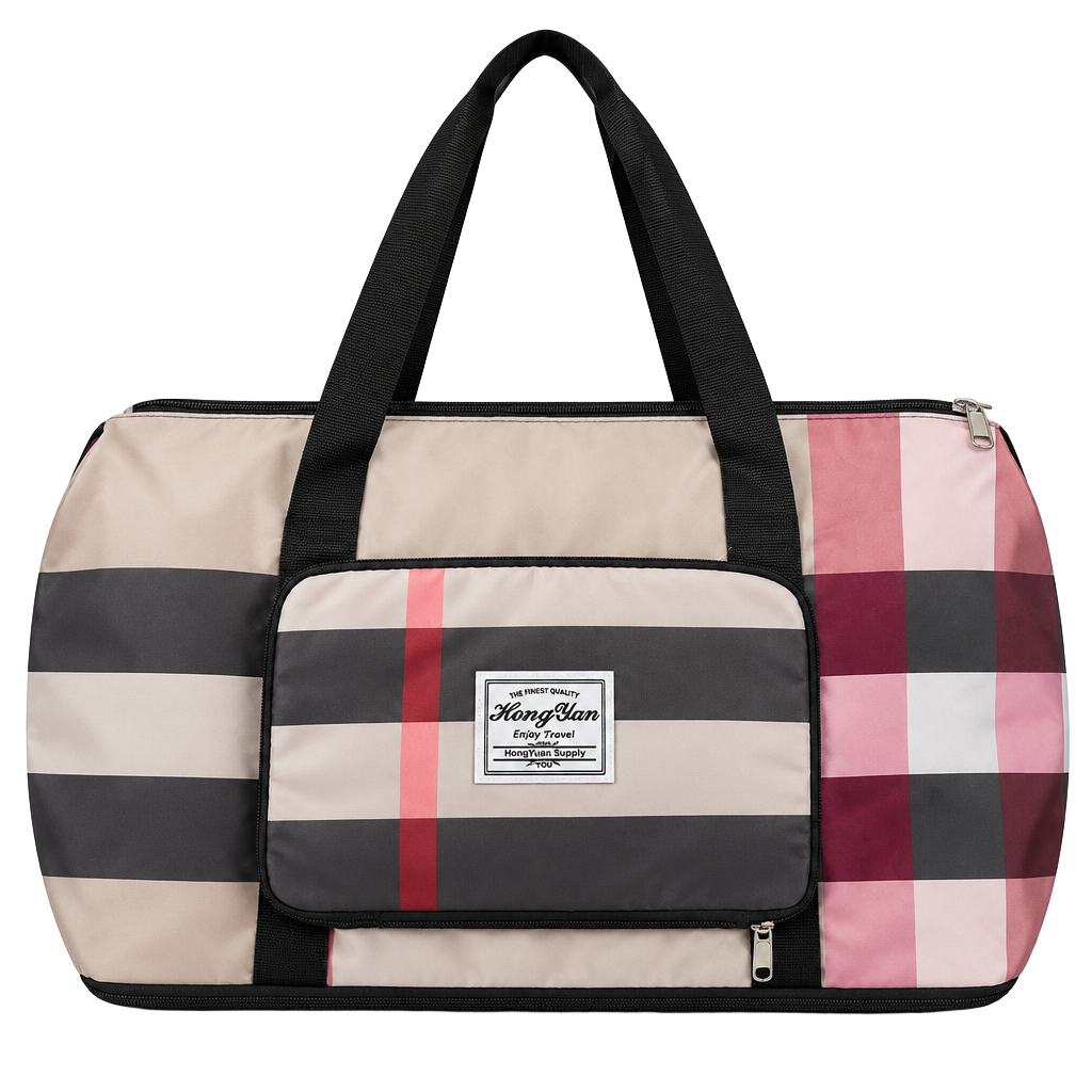 Hong Yan Travel Duffel Bag Plaid Weekender Tote 1