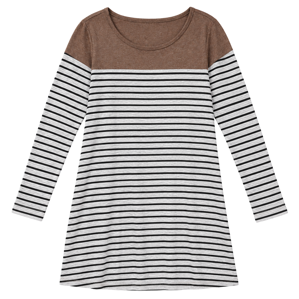 Umgee Suede Block Striped Tunic Size S Brown Black White 1