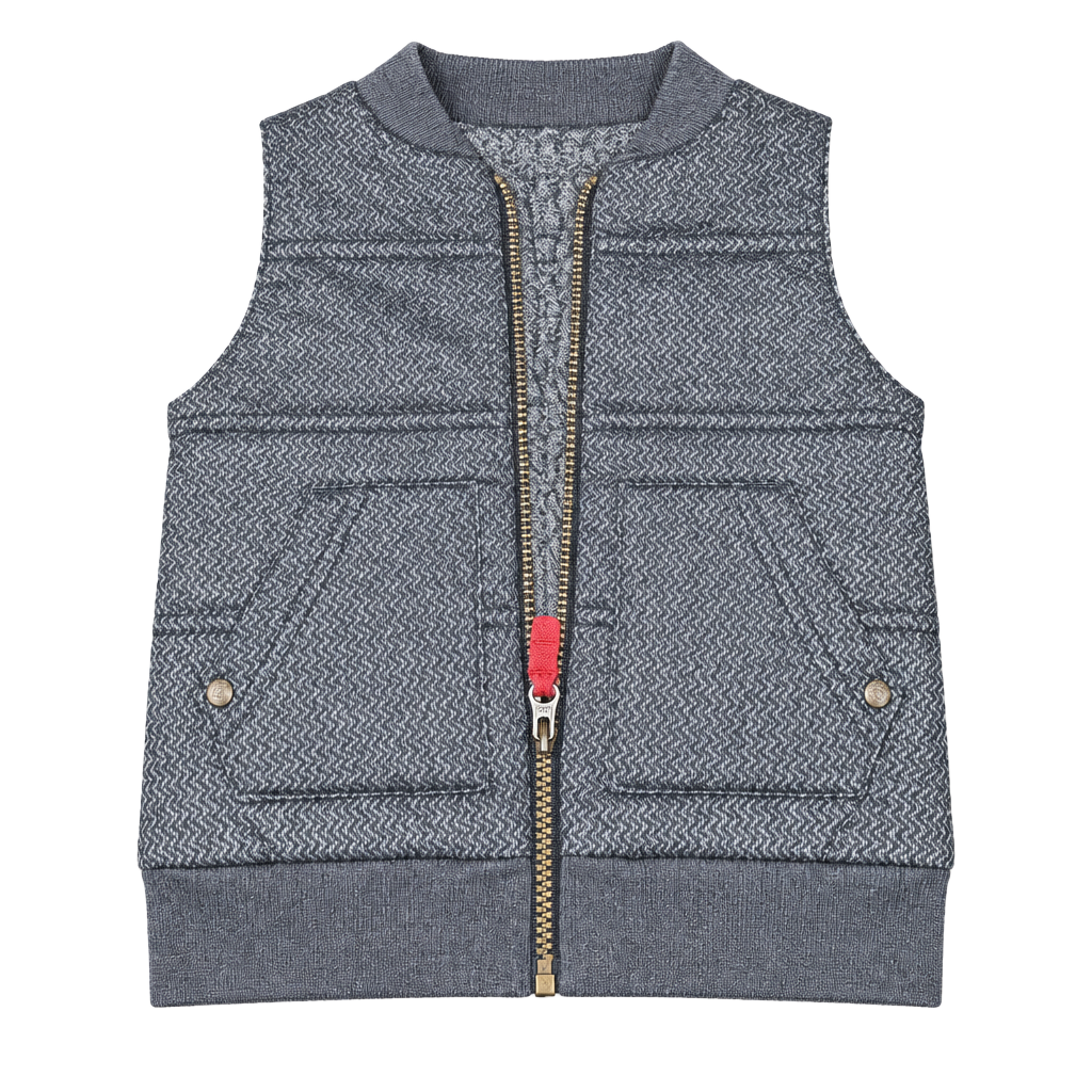 Genuine Kids from OshKosh Vest Size 3T Gray Herringbone Sherpa Lined 1