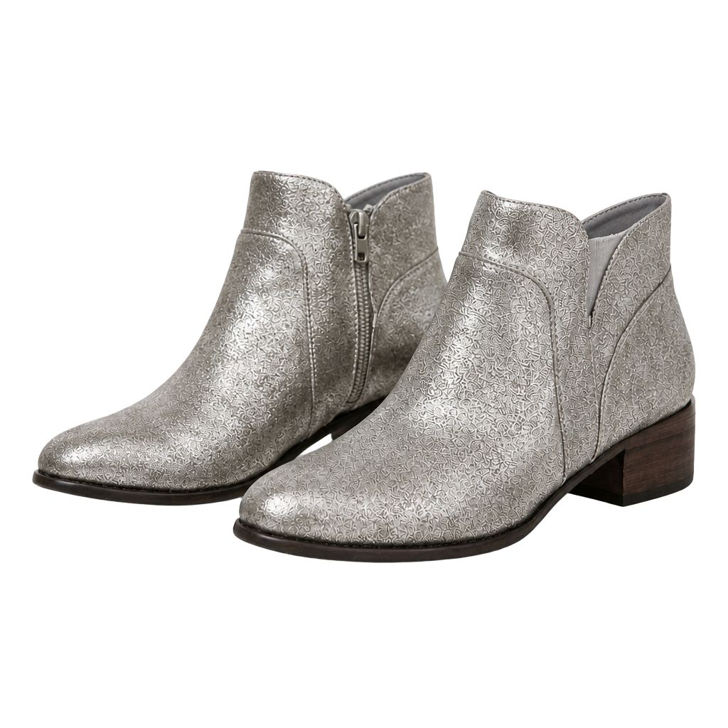 Seychelles Full Speed Pewter Distressed Metallic Leather Ankle Boots Size 8 1