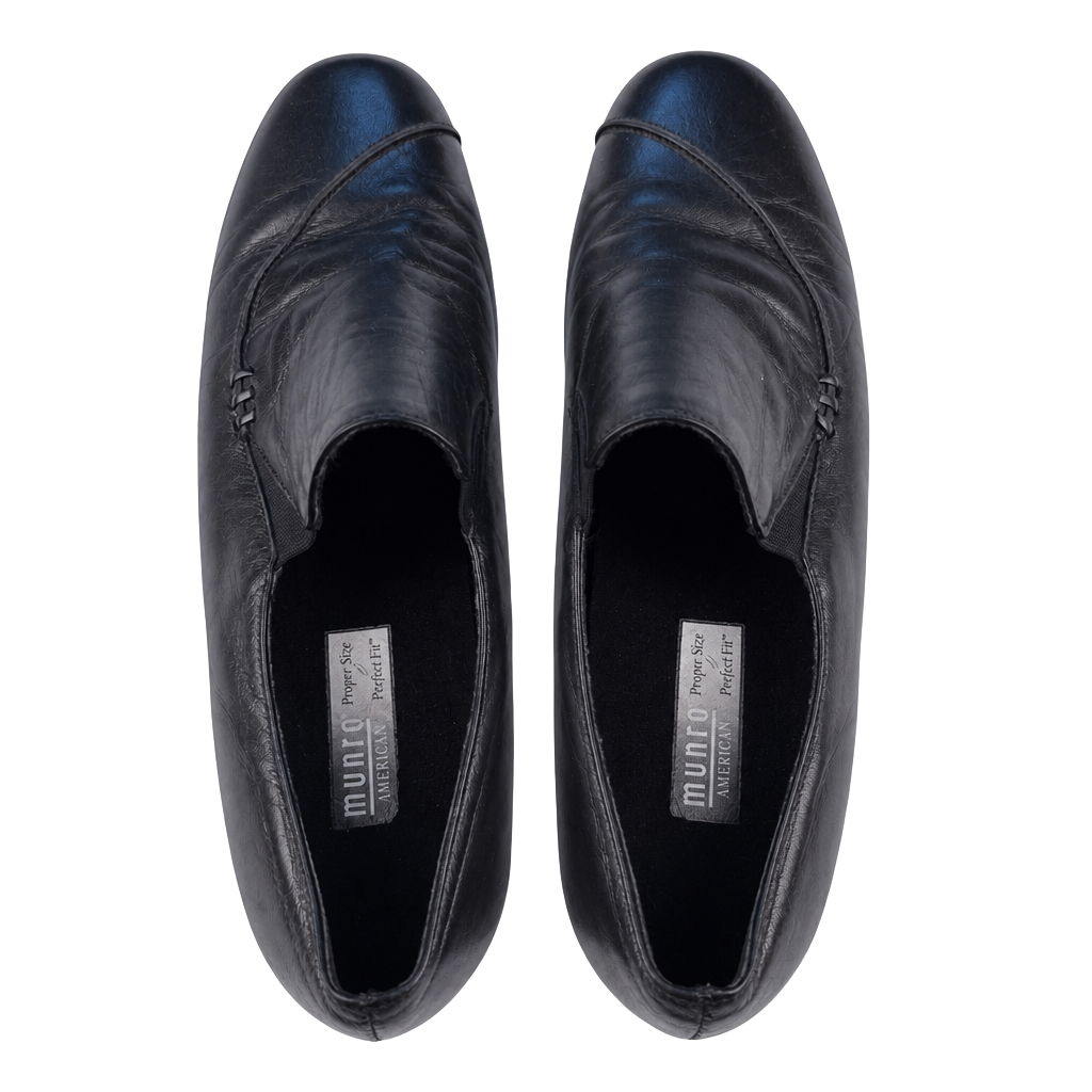 Munro American Walking Wedge Black Leather Slip-On Loafers Size 8.5M 1
