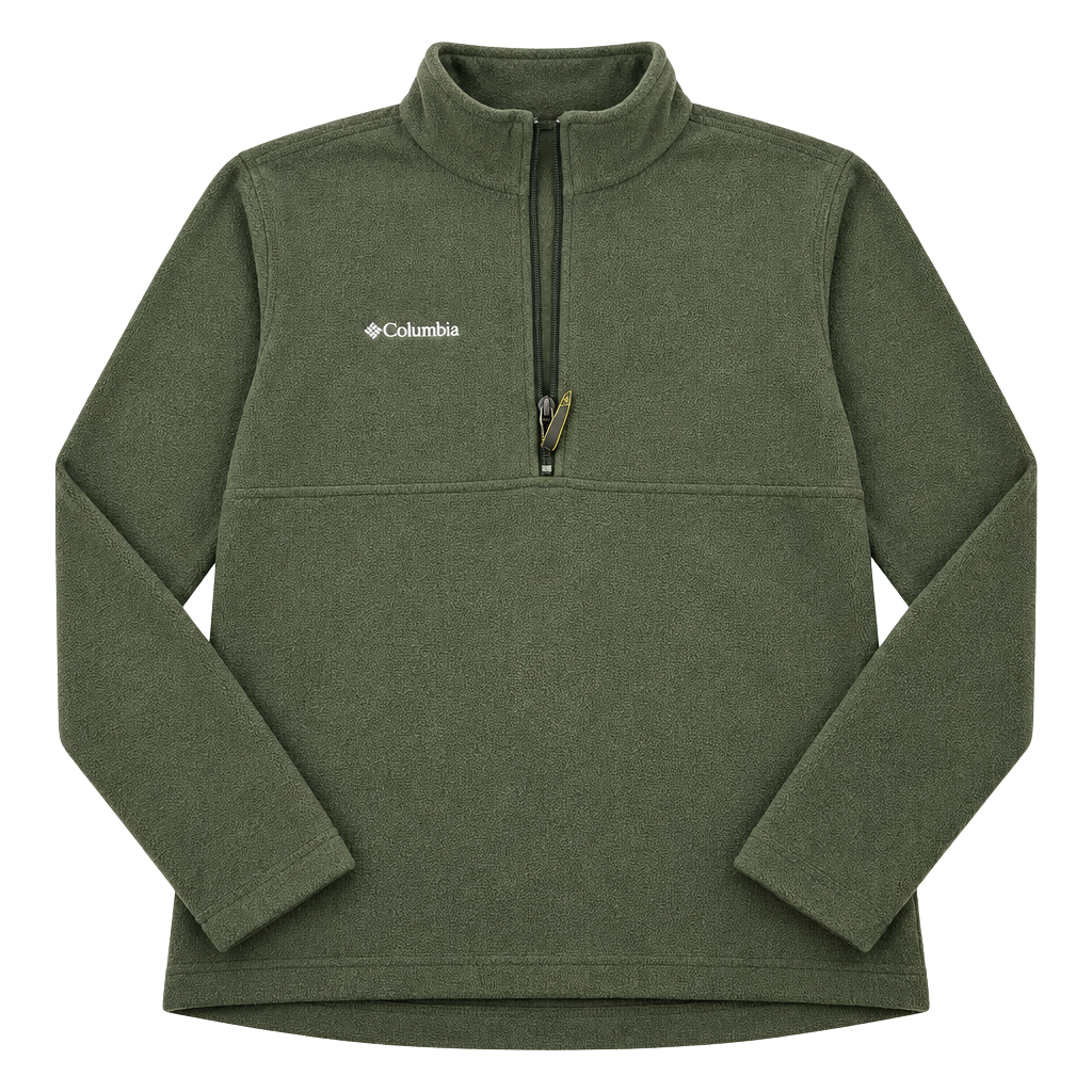 Columbia Men's Large Forest Green Quarter Zip Fleece Pullover Sweater 1