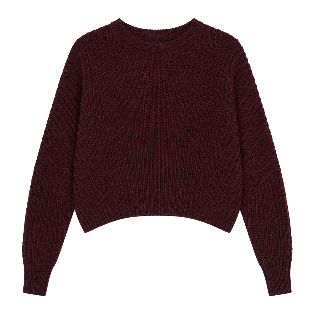Urban Heritage Ribbed Knit Crop Sweater Burgundy 1