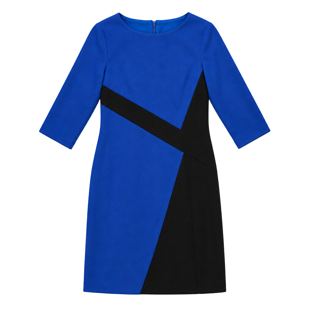 Women's Colorblock Sheath Dress, Royal/Black, NWT 1