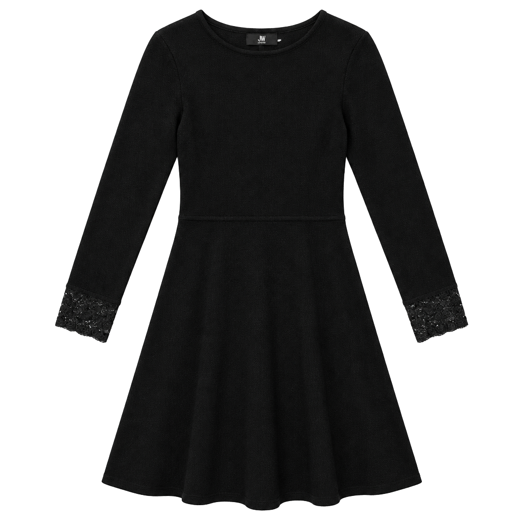 JW Jason Wu Sweater Dress Size M Black Sequin Cuffs Knit 1
