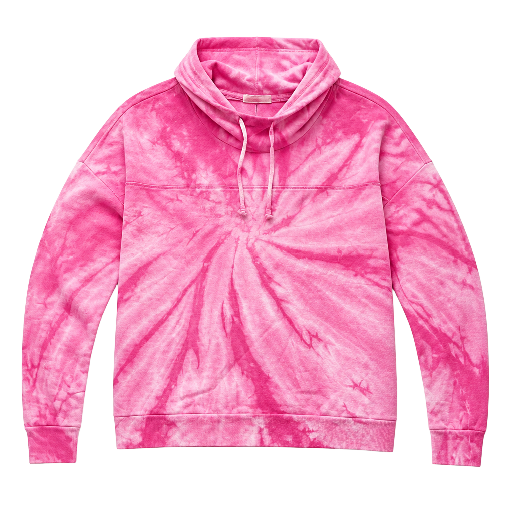 Simply Southern Cowl Neck Sweatshirt Size L Pink Tie Dye Pullover Hoodie 1