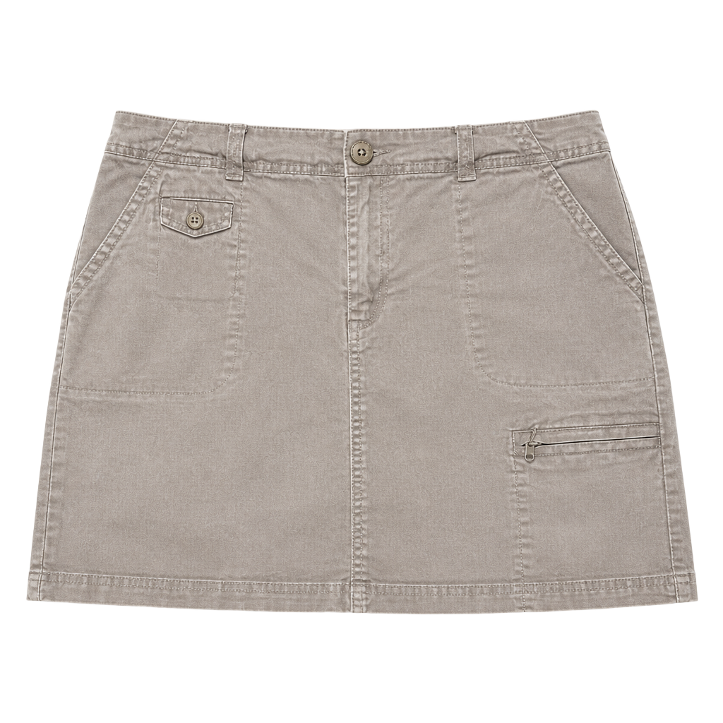 Croft & Barrow Women's Natural Fit Stretch Cargo Mini Skirt Khaki Size 16 1
