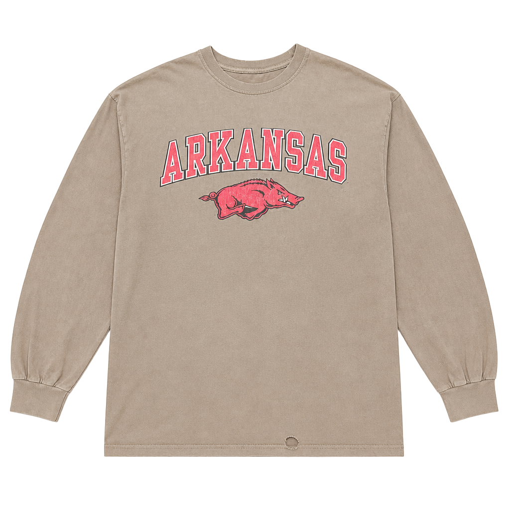 Arkansas Razorbacks Long Sleeve T-Shirt Grey Size Large 1