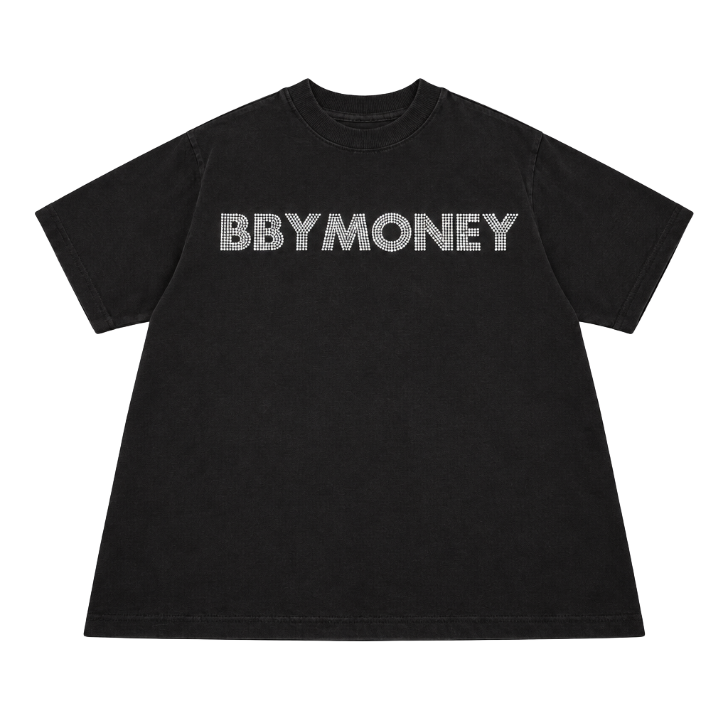 BBYMONEY Rhinestone Graphic T-Shirt Black 1