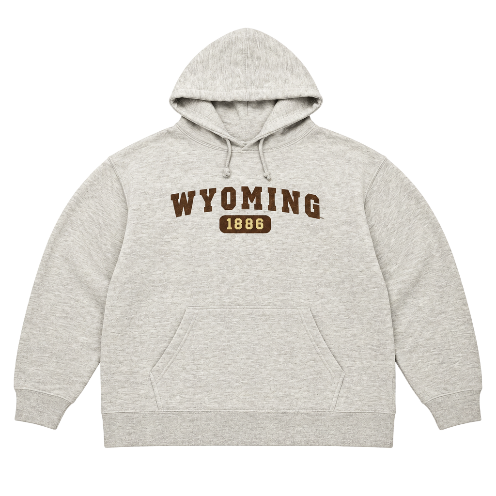 J. America Wyoming 1886 Hoodie Size XL Gray Cotton Blend Applique 1