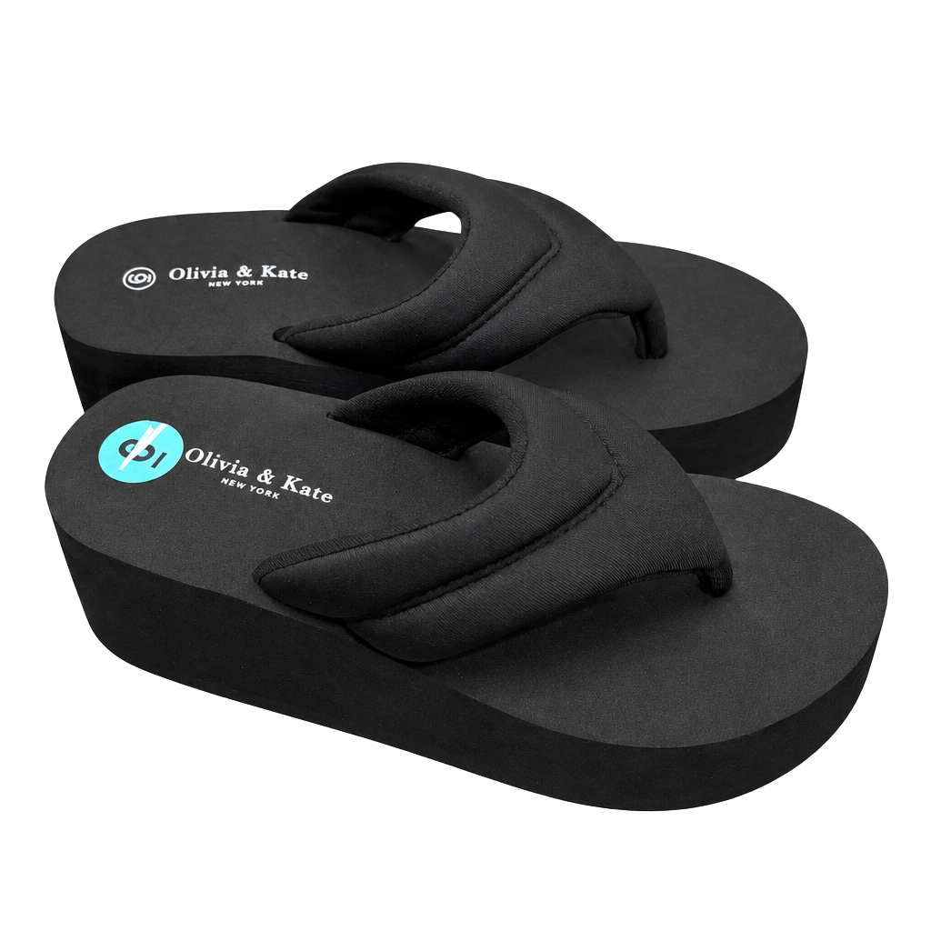 Olivia & Kate Platform Thong Sandals Size 6 Black 1