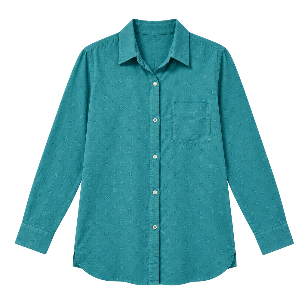 David N. Linen Long Sleeve Button Down Shirt Size L Teal 1