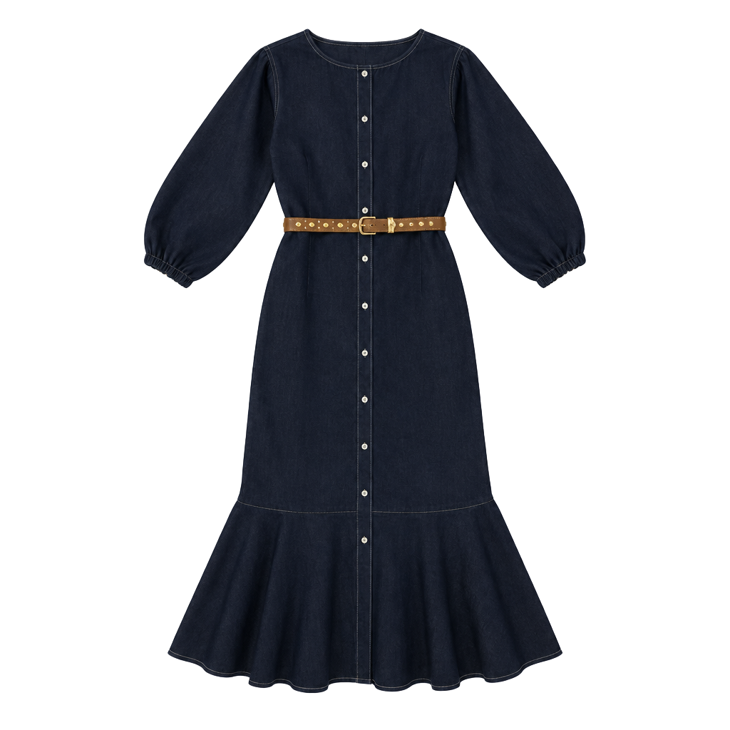 J.Crew Button Front Midi Shirt Dress Size 12 Dark Navy Blue Cotton 1
