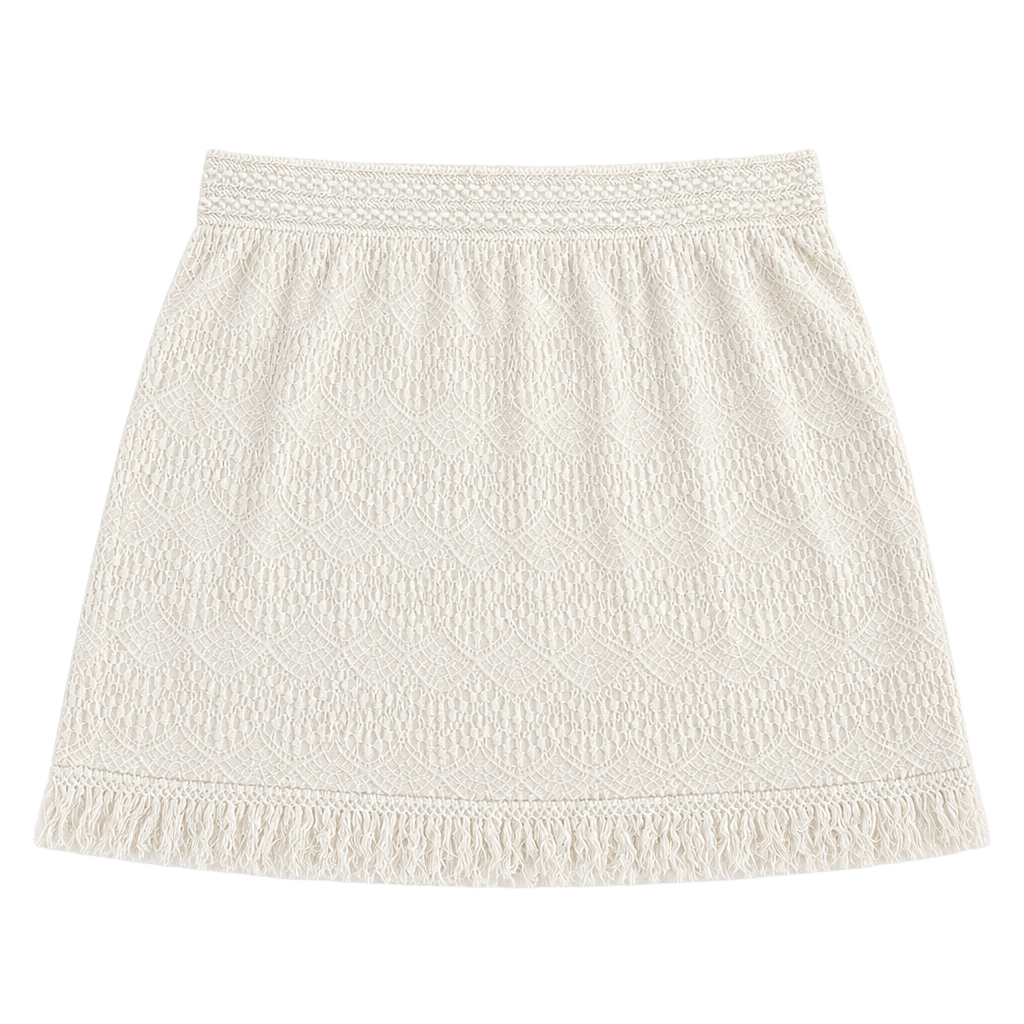 Bongo Plus Crochet Skirt Size 1X White Fringe Boho Mini 1
