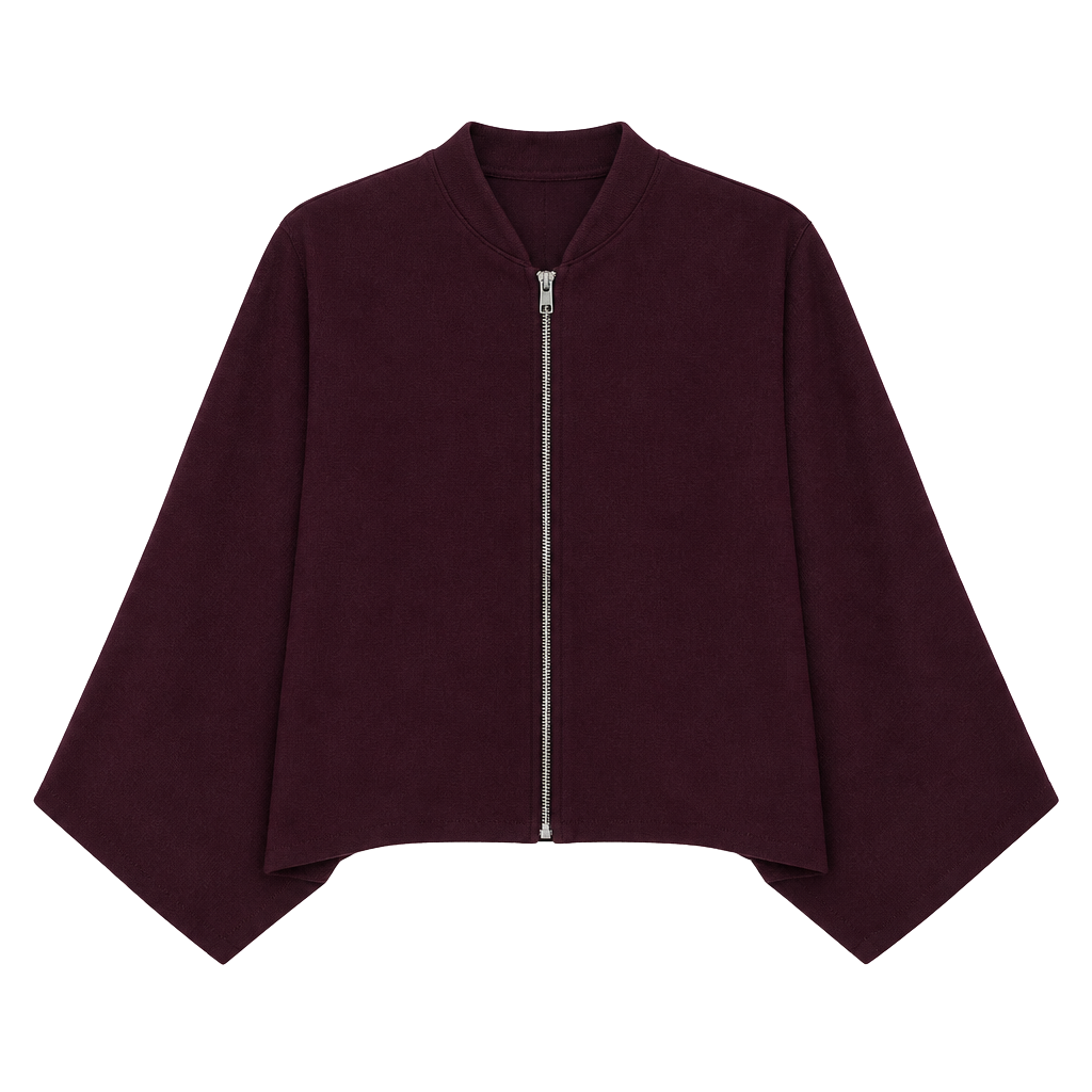Wynne Layers Bomber Jacket Size M Burgundy Full Zip Rayon 1