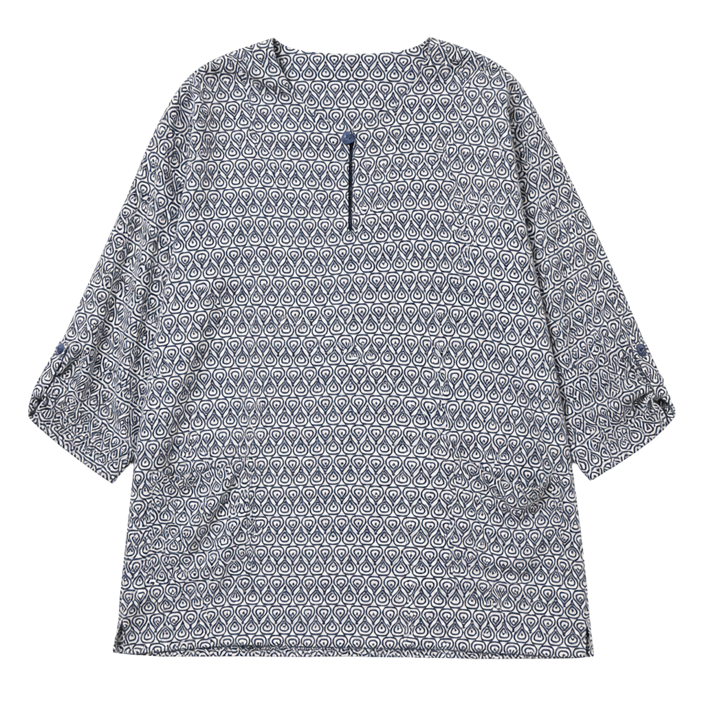 Cote d'Ivoire 26487 Tunic Size Blue White Geometric Pockets handmade boho 1