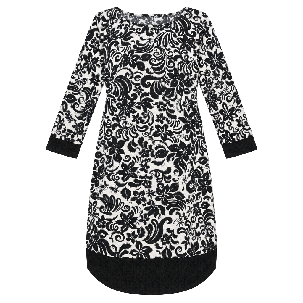 Blu Sage Floral Print Dress Size M Black White 1