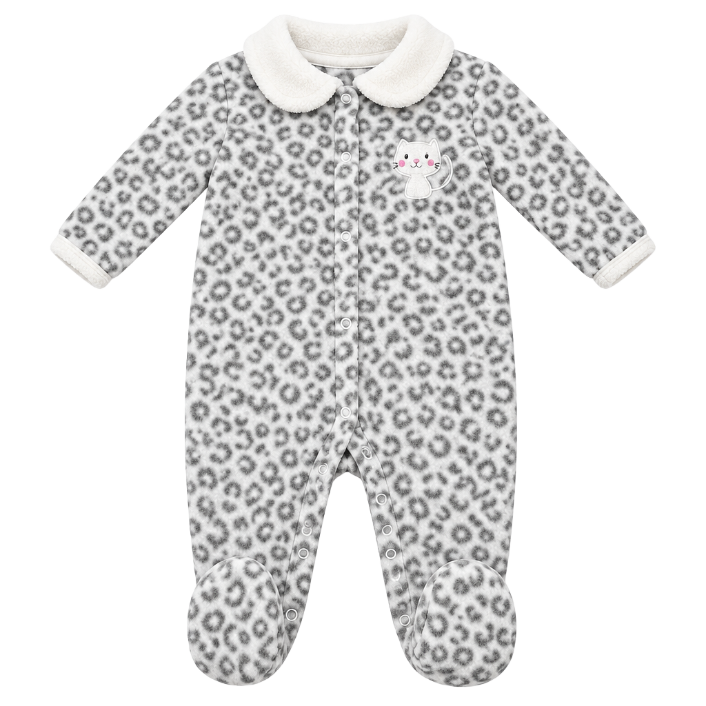 Buster Brown Fleece Footed Romper Size 0-3M Leopard 1