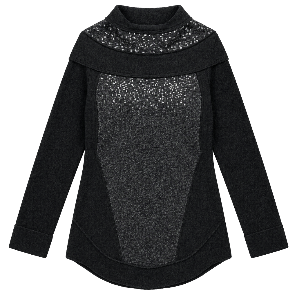 Free People Swash Sequin Hooded Sweatshirt Size S Black 1