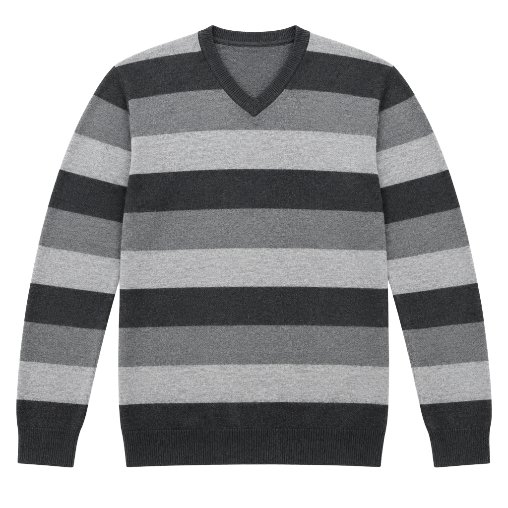Old Navy V-Neck Striped Sweater Size M Gray 1