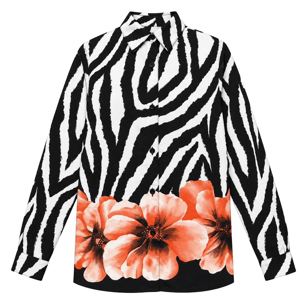 Sag Harbor Button Up Shirt Size 8 Zebra Floral Print 1