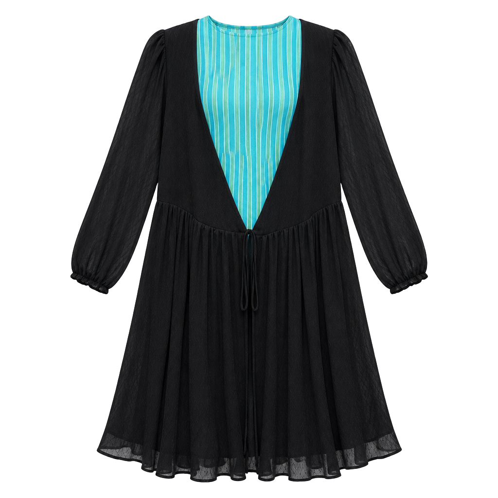 Haute Curve Pleated Dress Size 3XL Black Long Sleeve 1