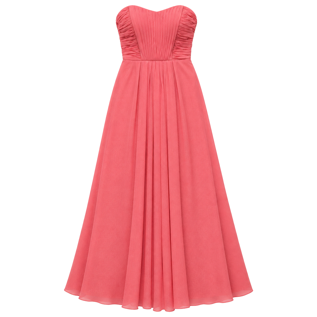 Bill Levkoff Long Chiffon Dress Size 6 Coral Pleated 1