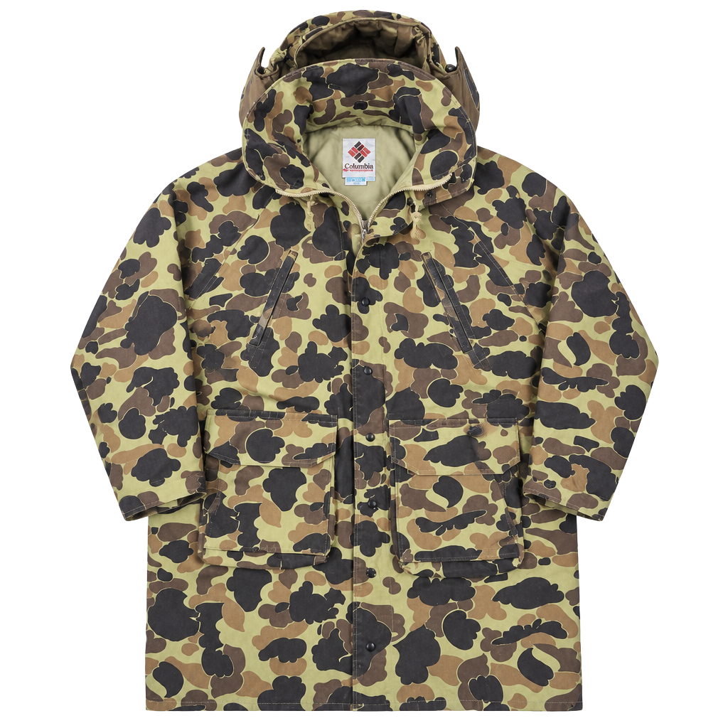 VTG 80s/90s Columbia Gore-Tex Duck Camo Shell Hunting Parka W/ Hood XL 1