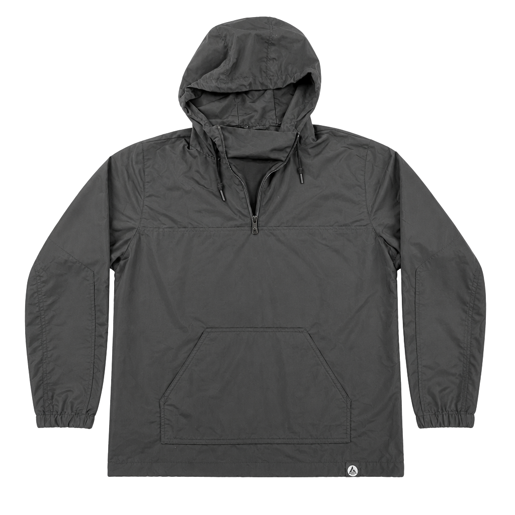 American Giant Black Nylon Pullover Anorak Hooded Jacket XL Made in USA 1