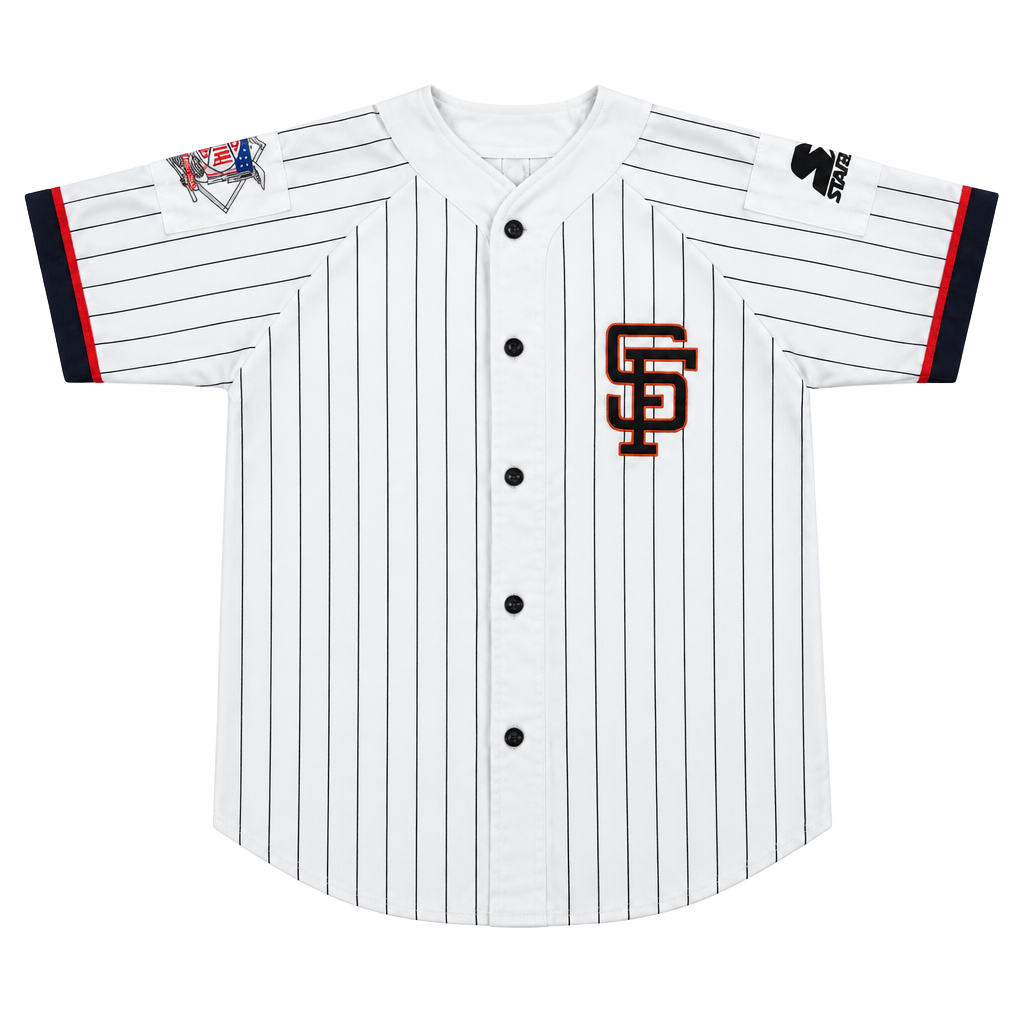 90s Vintage Starter San Francisco Giants Pinstripe Baseball Jersey Size M 1