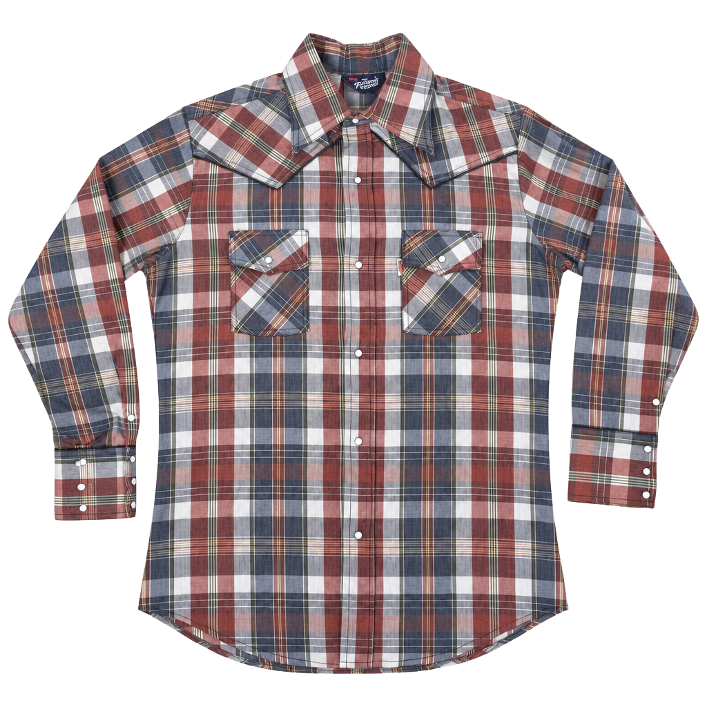 Vintage 1970s Levi's Fresh Produce Plaid Western Pearl Snap Shirt-Sz L 1