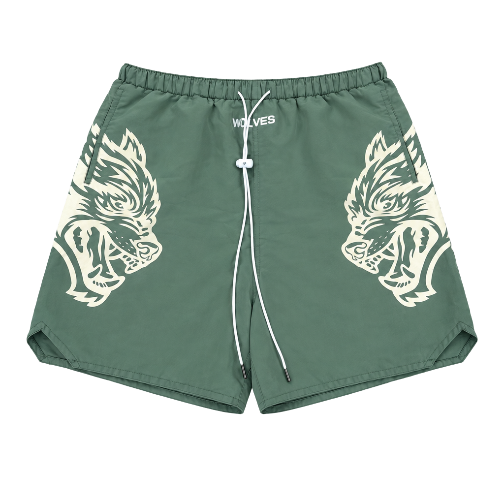 Darc Sport Wolves Shorts Size L Green Wolf Graphic Gym 1