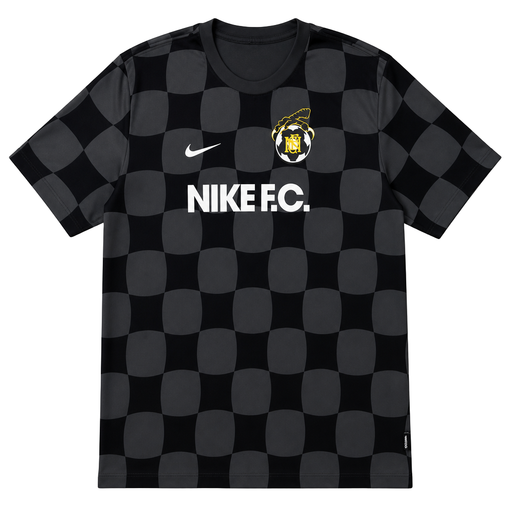 NWOT Nike F.C. Dri-FIT Checkerboard Graphic Soccer T-Shirt Anthracite Black sz L 1