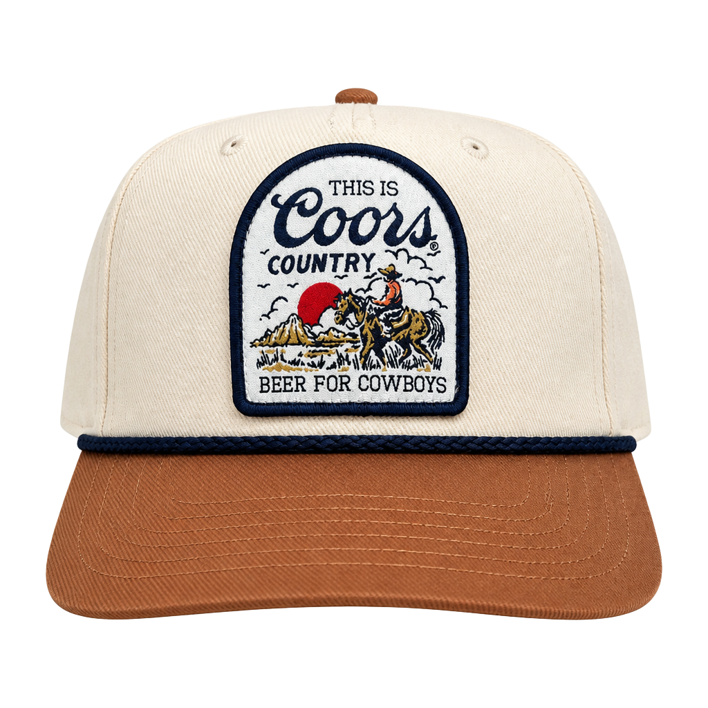 Coors Beer for Cowboys Patch Snapback Hat Cream Brown (NWT) 1