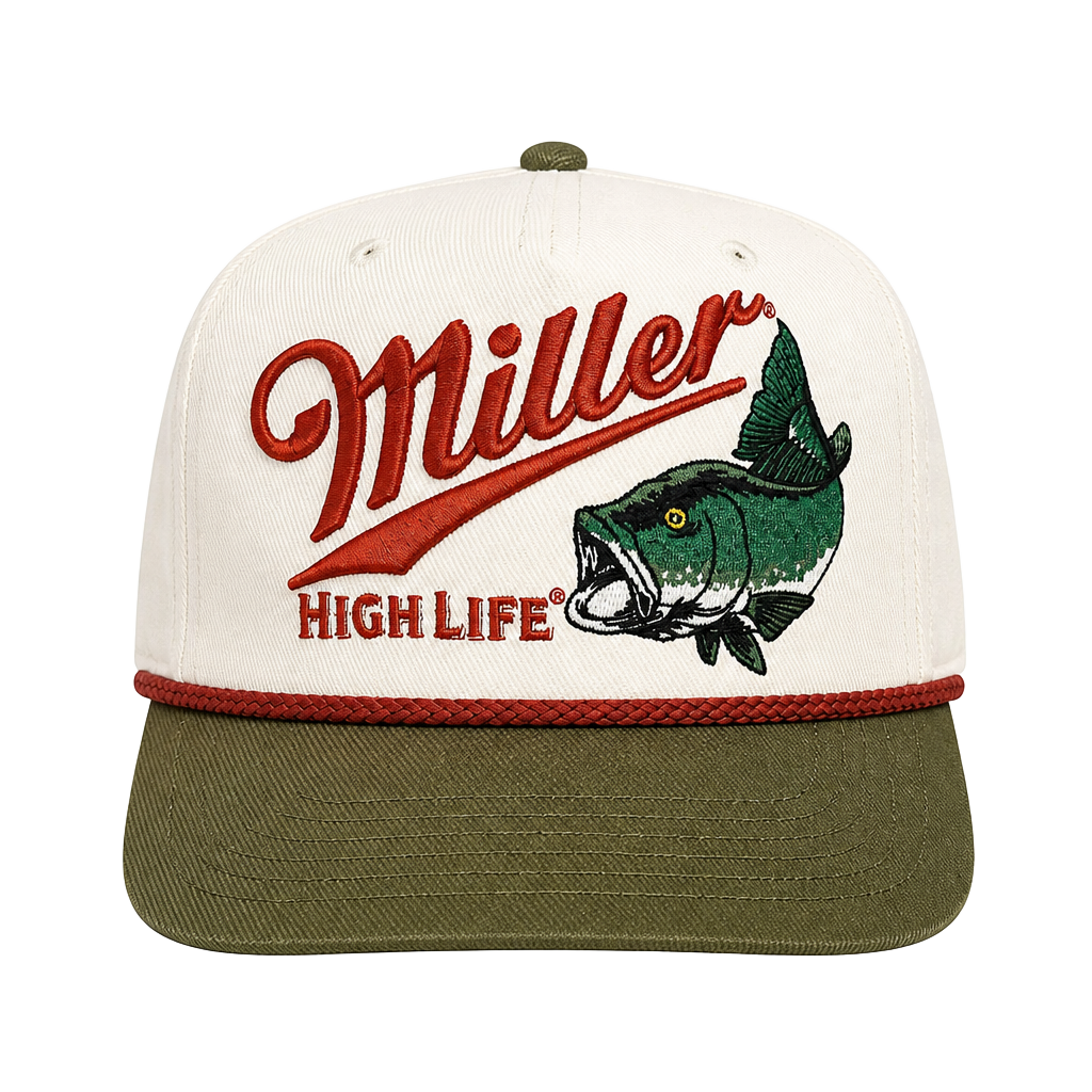 Miller High Life Trucker Hat White Green Fish Snapback (NWT) 1