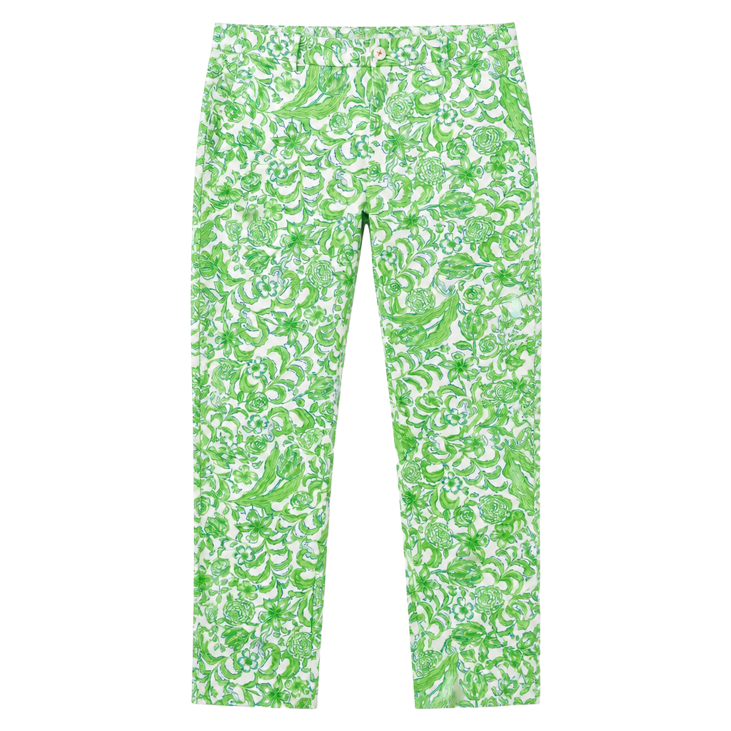 New Lilly Pulitzer Men's Green Floral Print Straight Leg Pants (Size 40) 1
