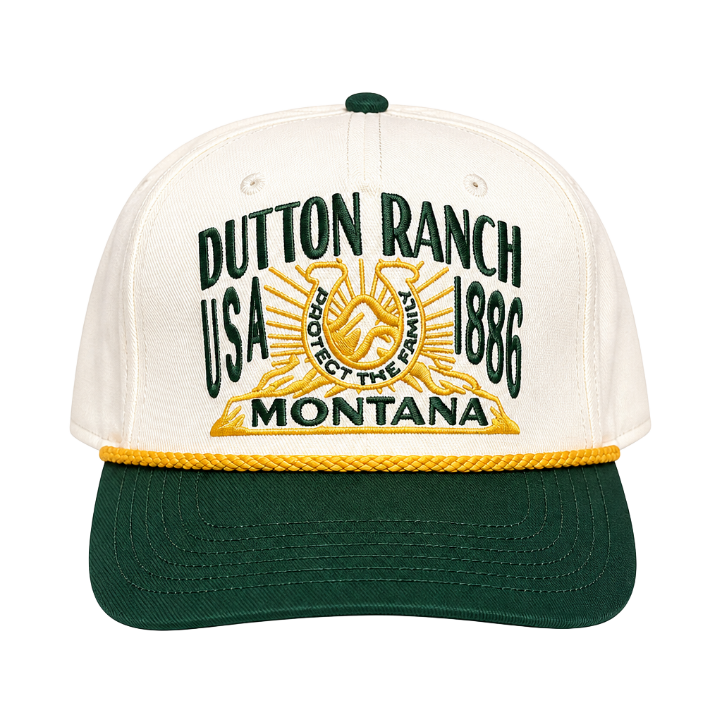 Yellowstone Dutton Ranch Rope Hat Green White SnapBack (NWT) 1