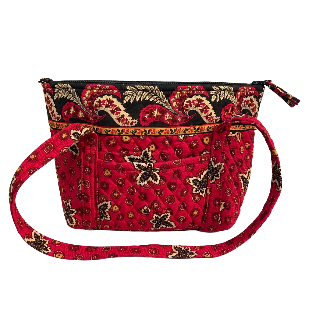 Vera Bradley Red Coin Maple Leaf Villager Shoulder Bag 1