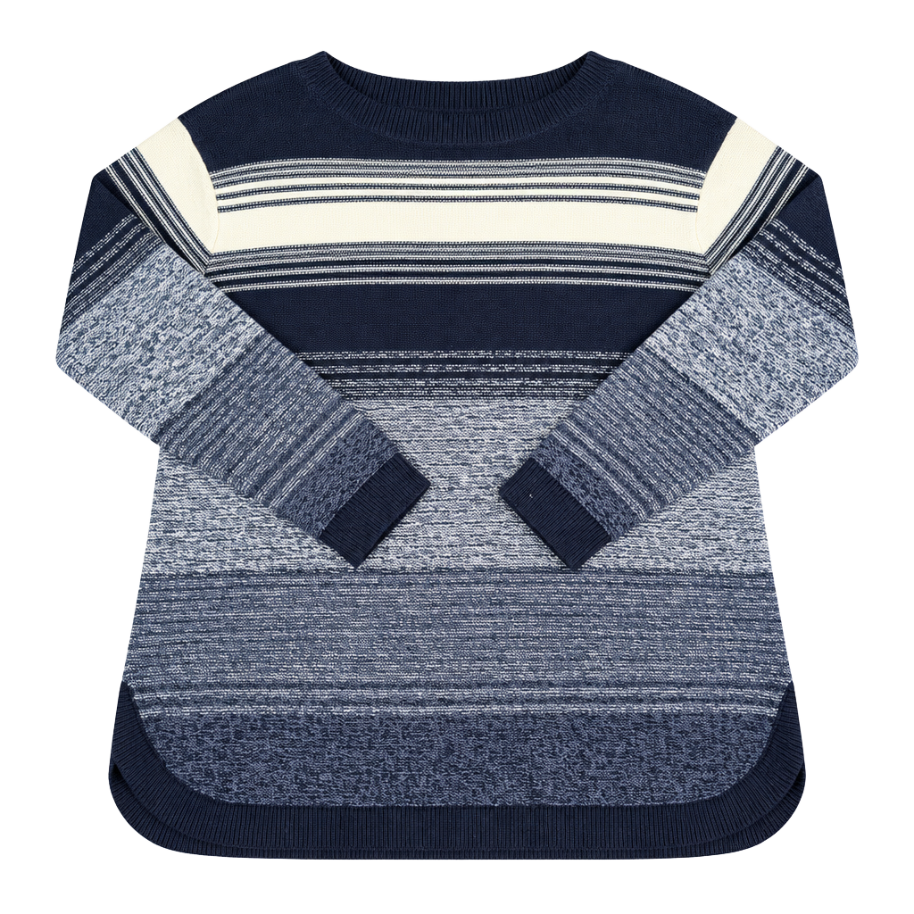 Tommy Hilfiger Women's Blue Striped Boat Neck Sweater Large 1