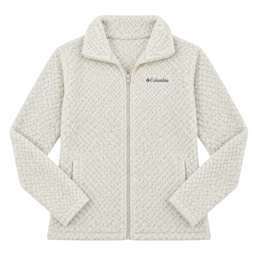 Columbia Fire Side Sherpa Full Zip Jacket Size L Cream Fuzzy Fleece 1