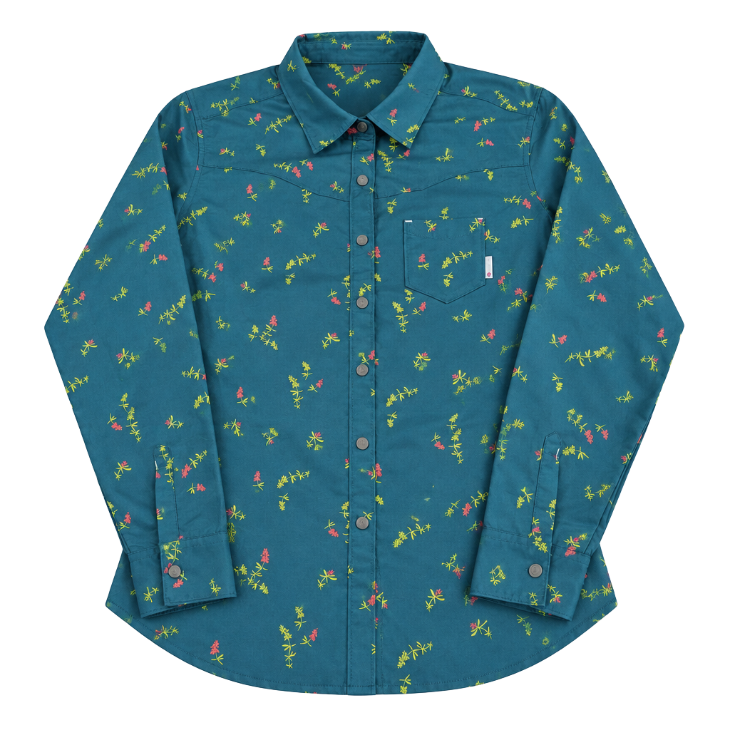 Stio Long Sleeve Button Down Shirt Size Large Green Floral Print 1