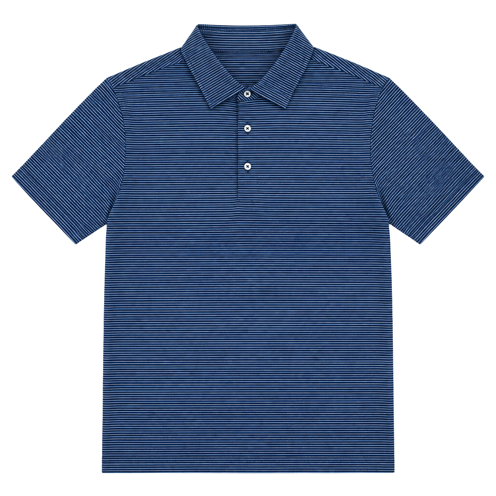 Donald Ross Striped Performance Golf Polo Size L Navy Blue 1923 Embroidered 1