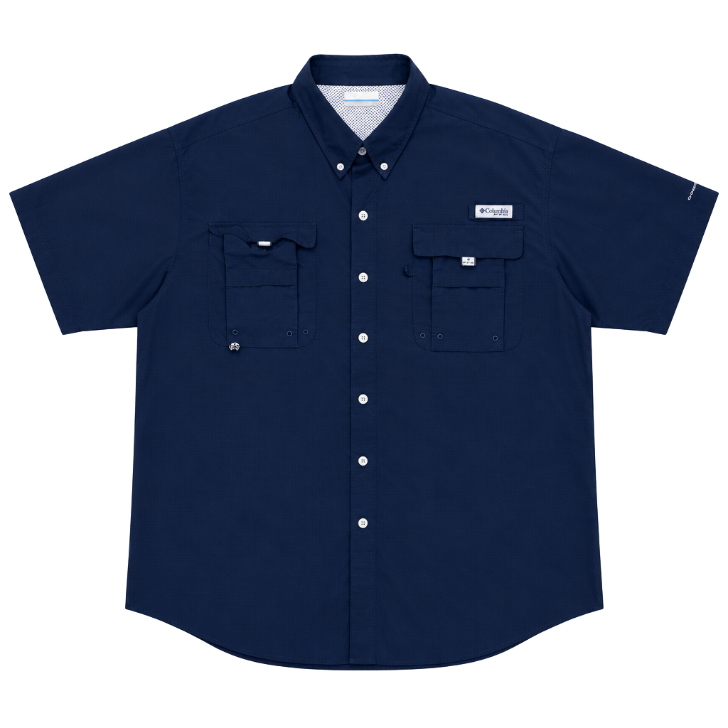 Columbia PFG Bonehead Fishing Shirt Mens 2X Navy Blue Short Sleeve Vented 1