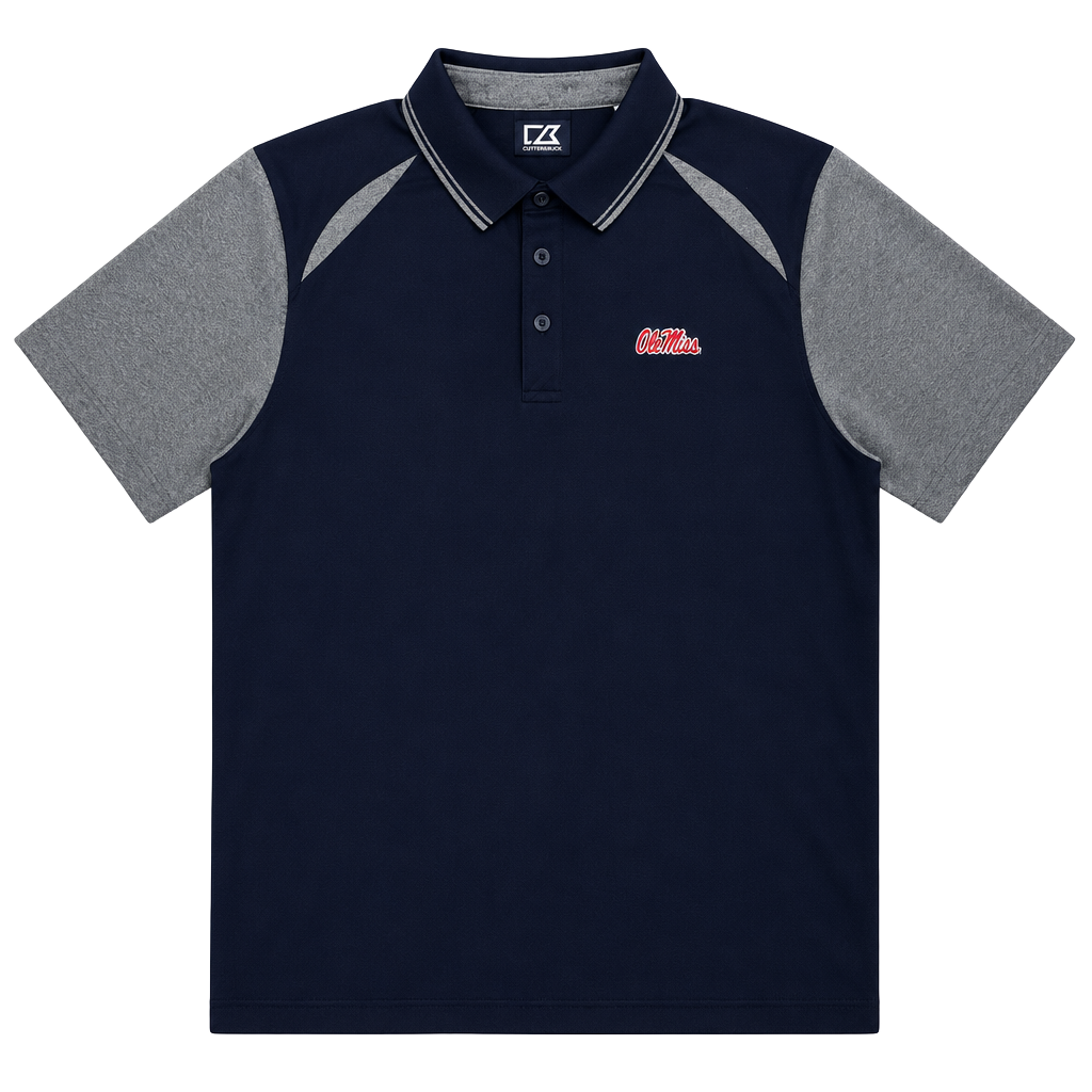 Cutter & Buck Ole Miss Rebels Polo Shirt XL Navy Gray 1